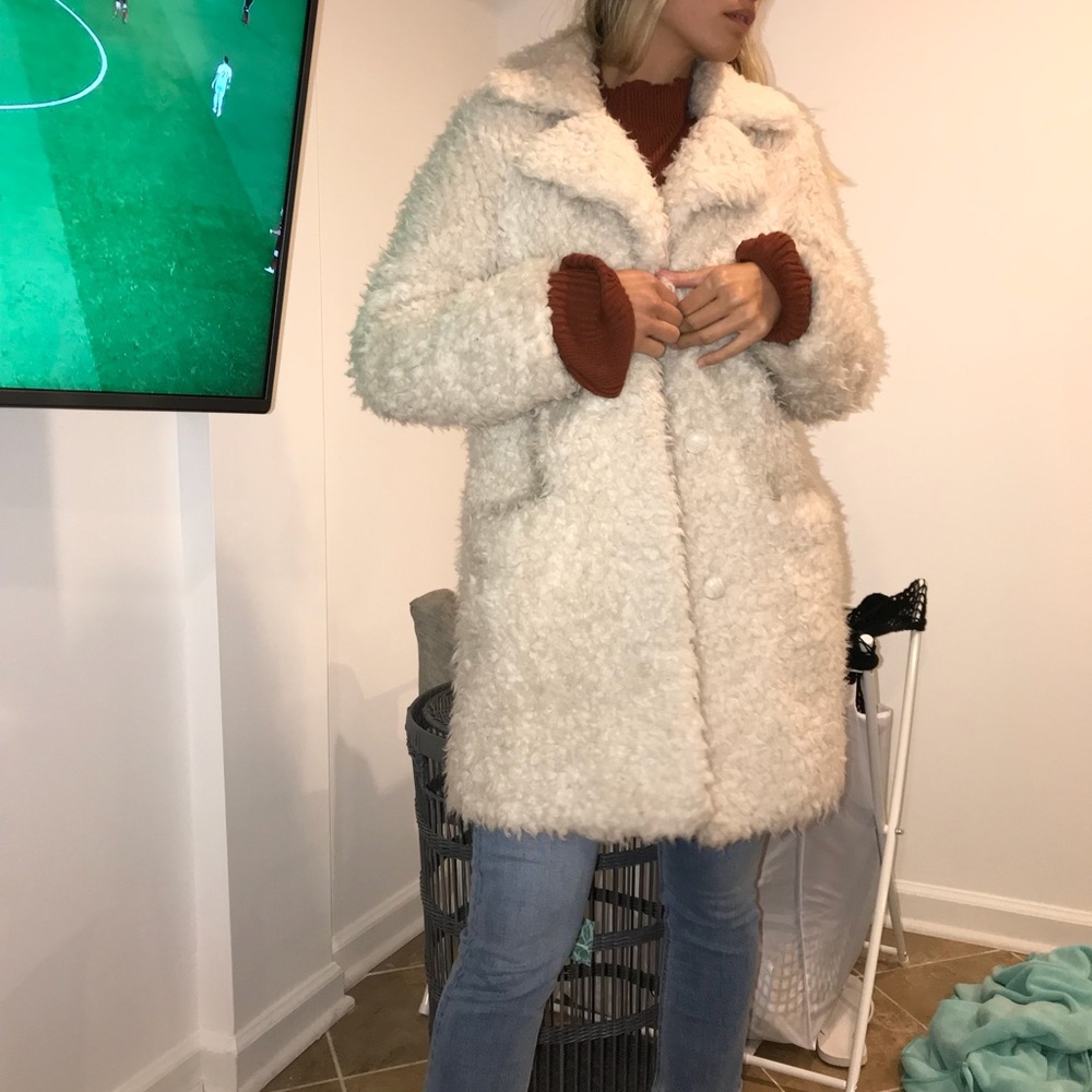 Topshop fussy off white coat
